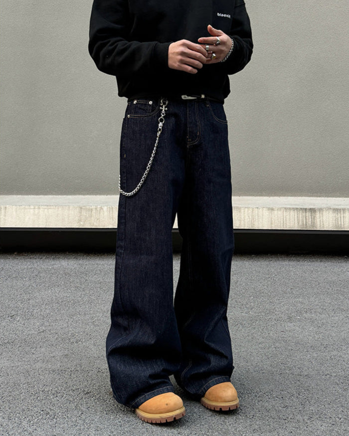 Wide-Leg Denim Pants