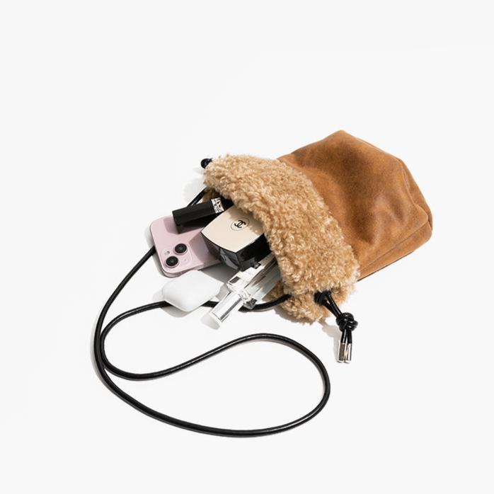Faux Fur Bucket Messenger Bag