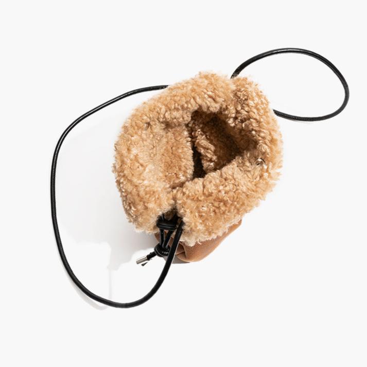 Faux Fur Bucket Messenger Bag