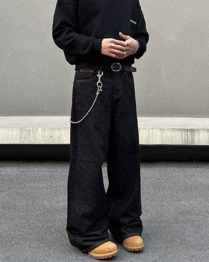 Wide-Leg Denim Pants