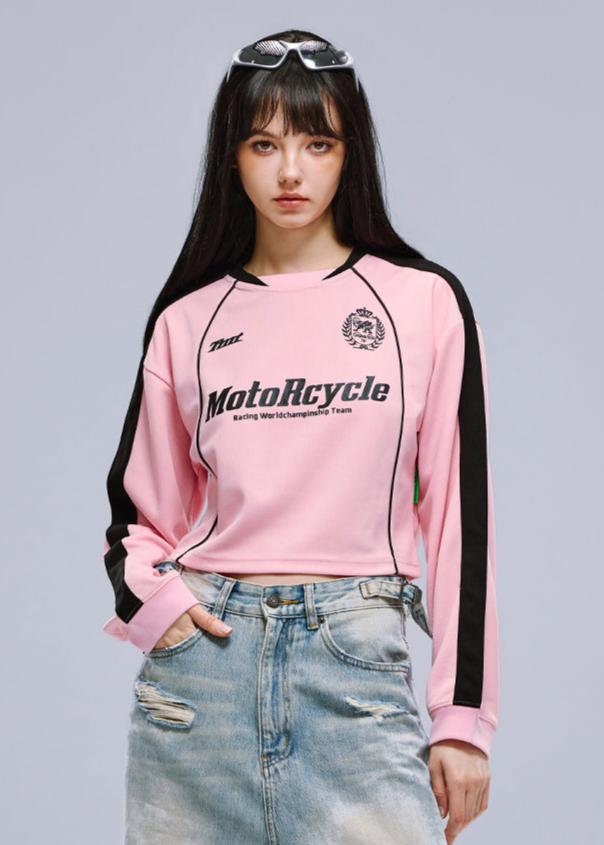 MotoRcycle Racing Long Sleeve Crop Top