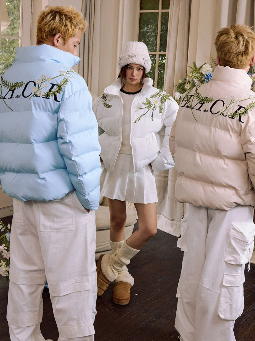 Floral Embroidered Puffer Jacket