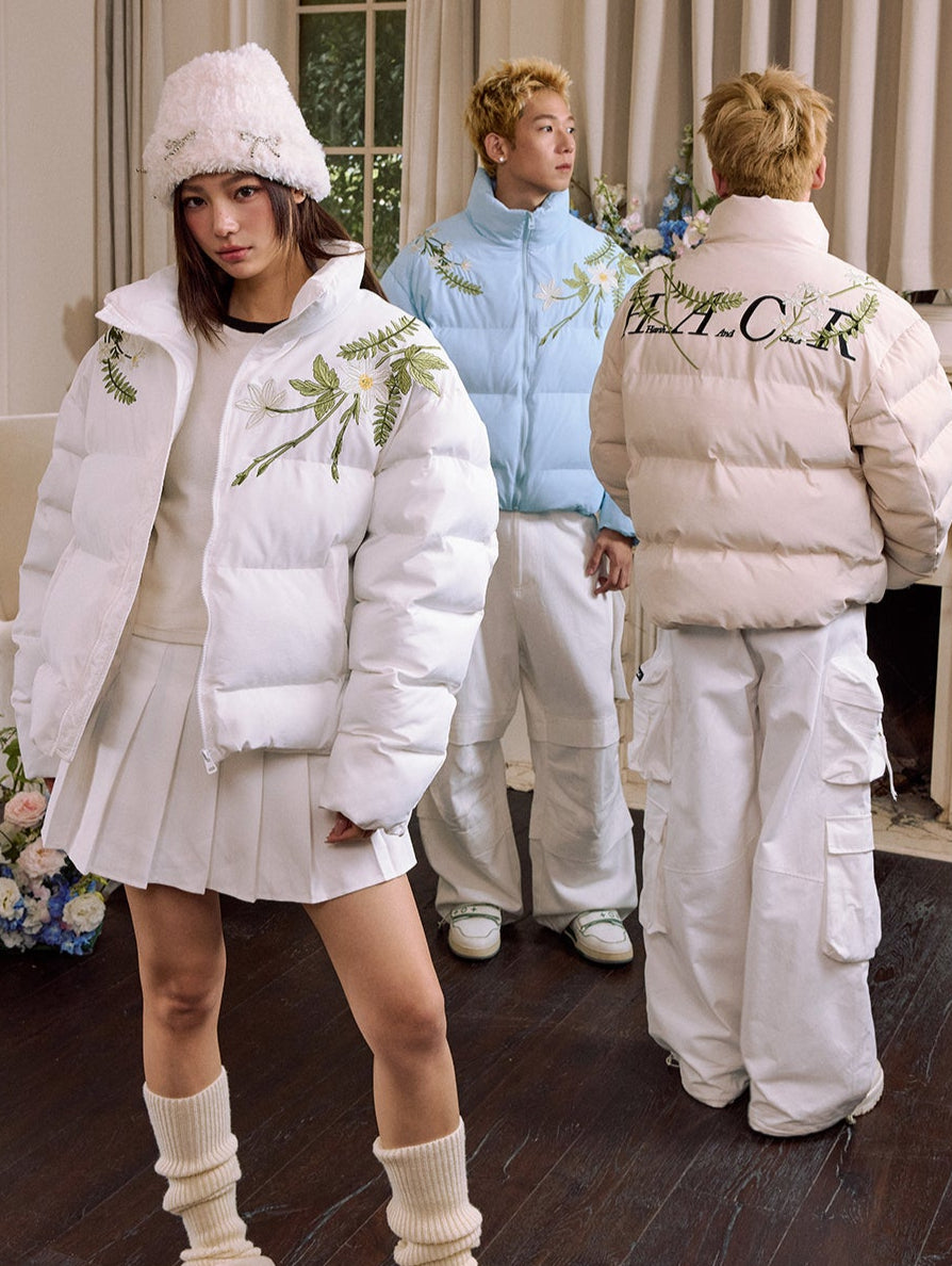 Floral Embroidered Puffer Jacket