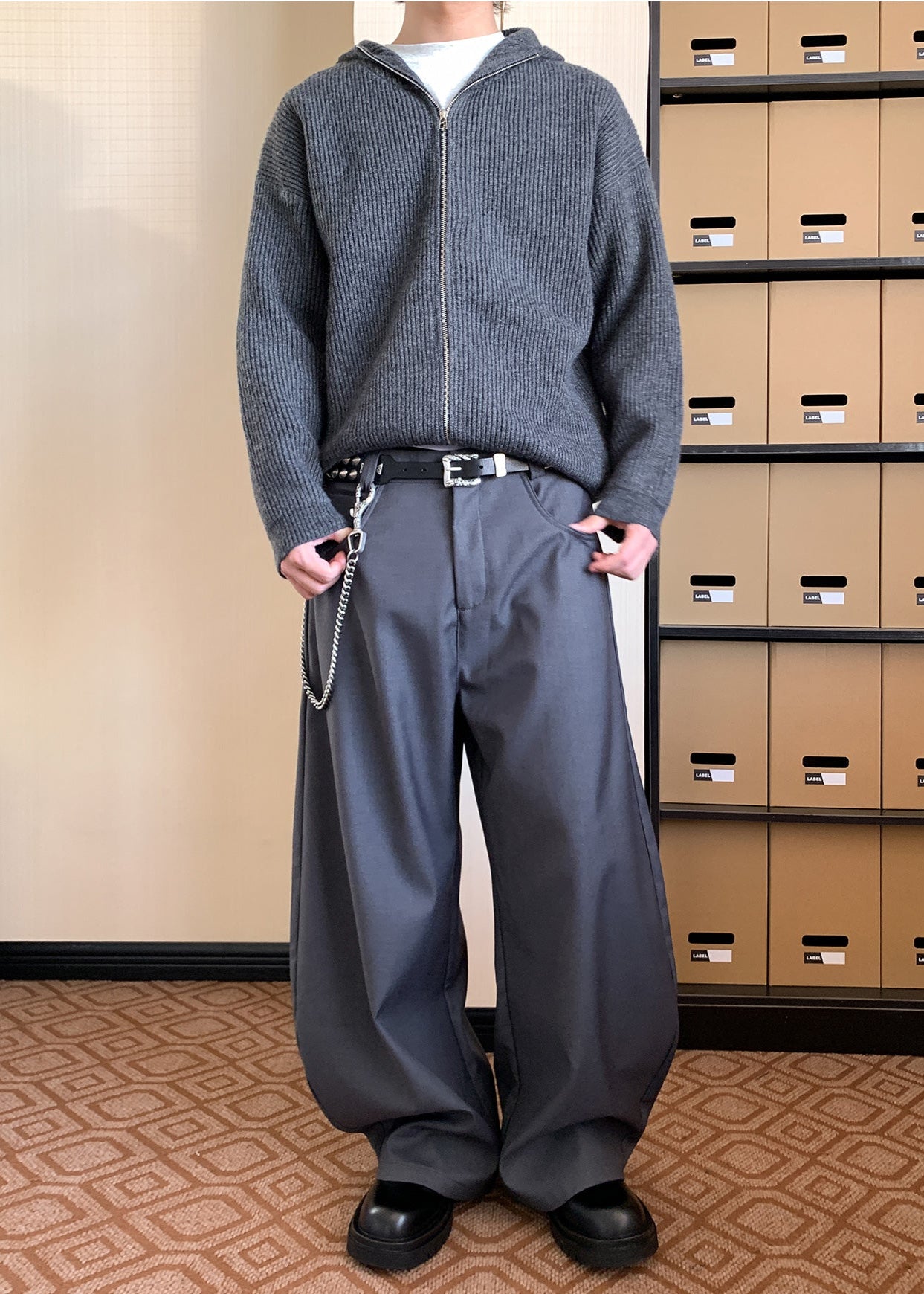 Wide-Leg Workwear Pants