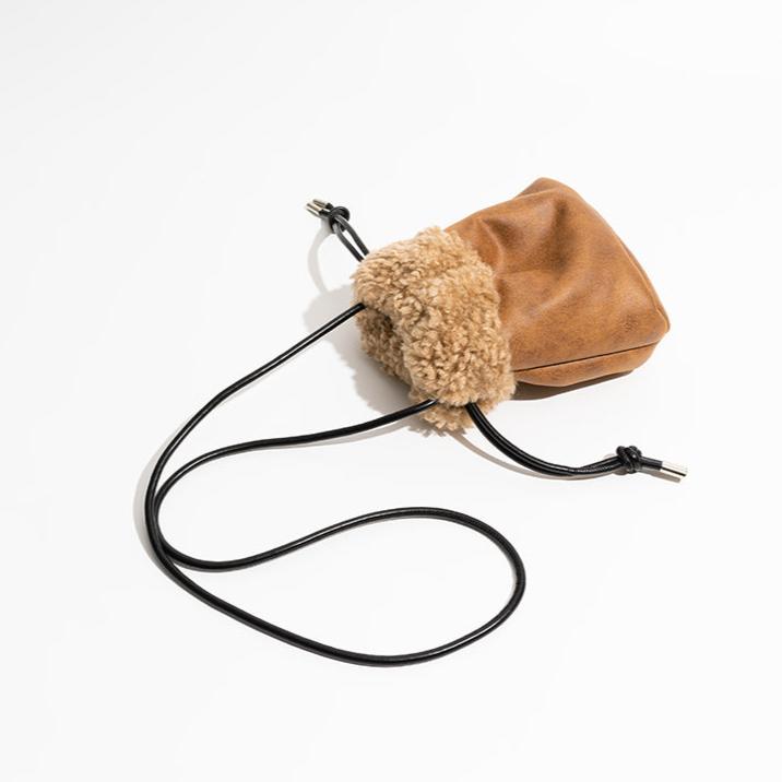 Faux Fur Bucket Messenger Bag