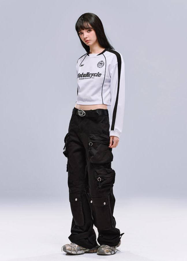 MotoRcycle Racing Long Sleeve Crop Top