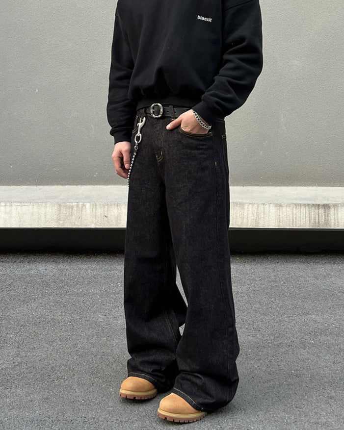 Wide-Leg Denim Pants