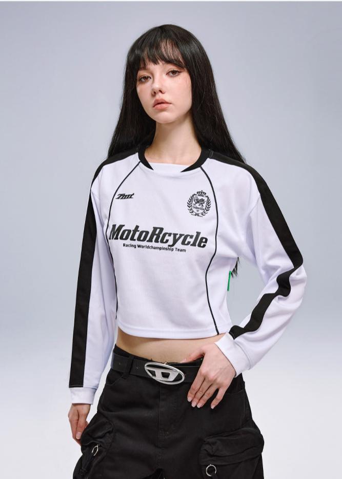 MotoRcycle Racing Long Sleeve Crop Top