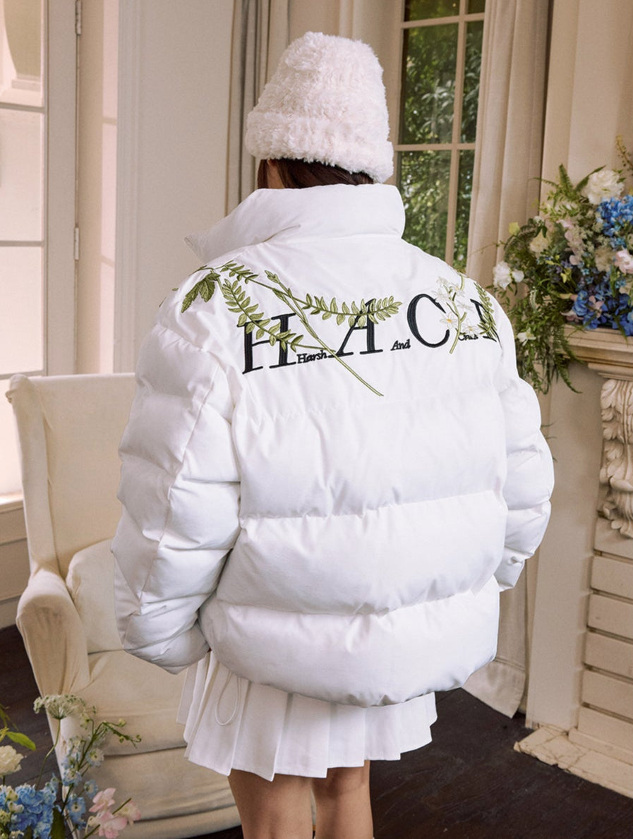 Floral Embroidered Puffer Jacket