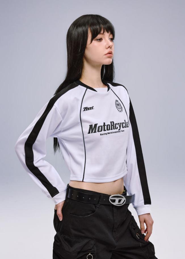 MotoRcycle Racing Long Sleeve Crop Top