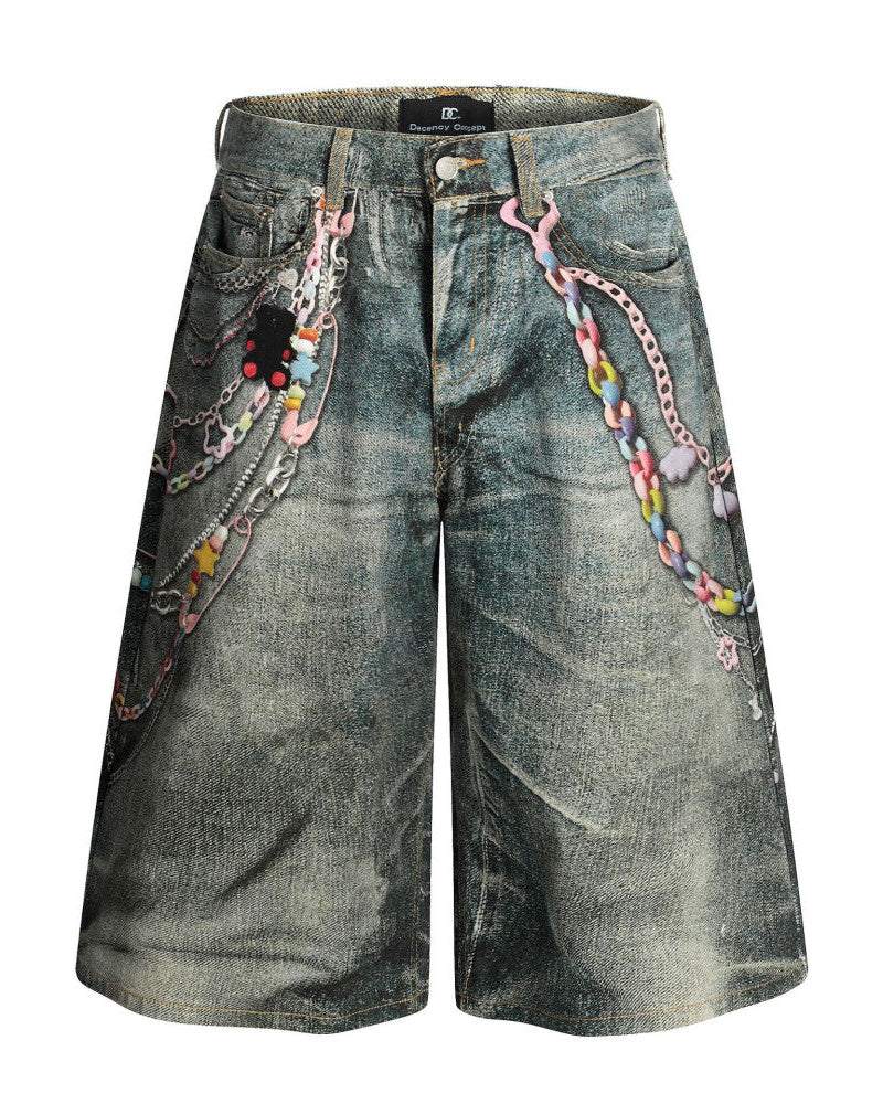 Chain Print 3D Shorts