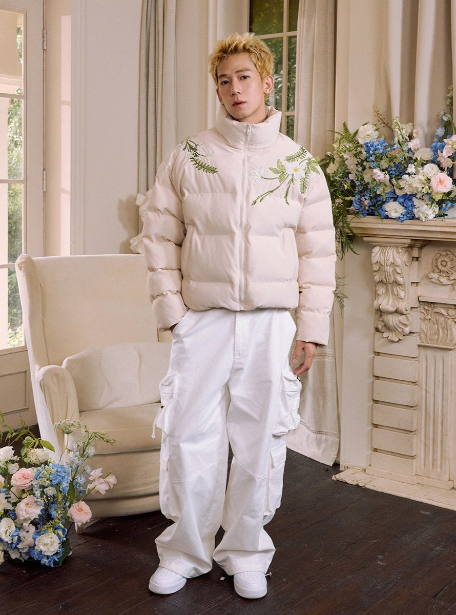 Floral Embroidered Puffer Jacket