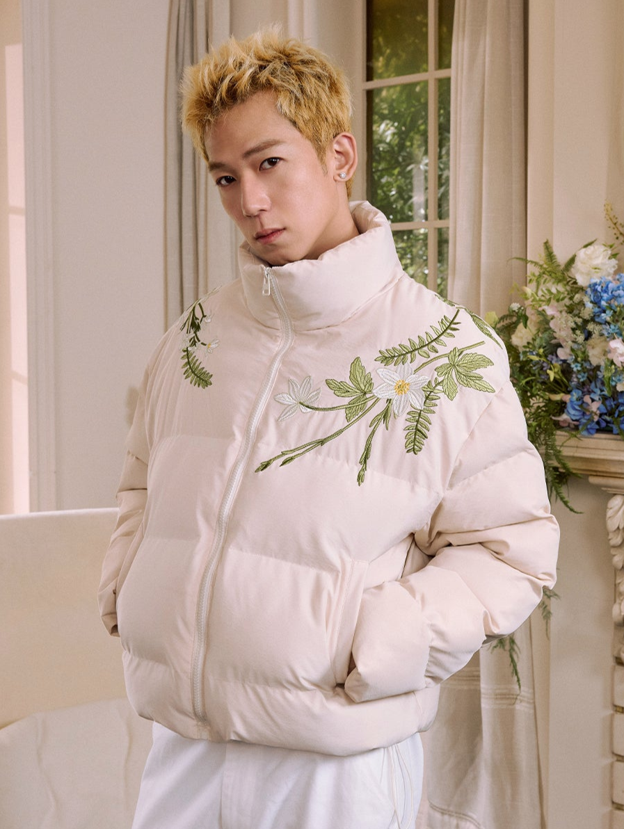 Floral Embroidered Puffer Jacket