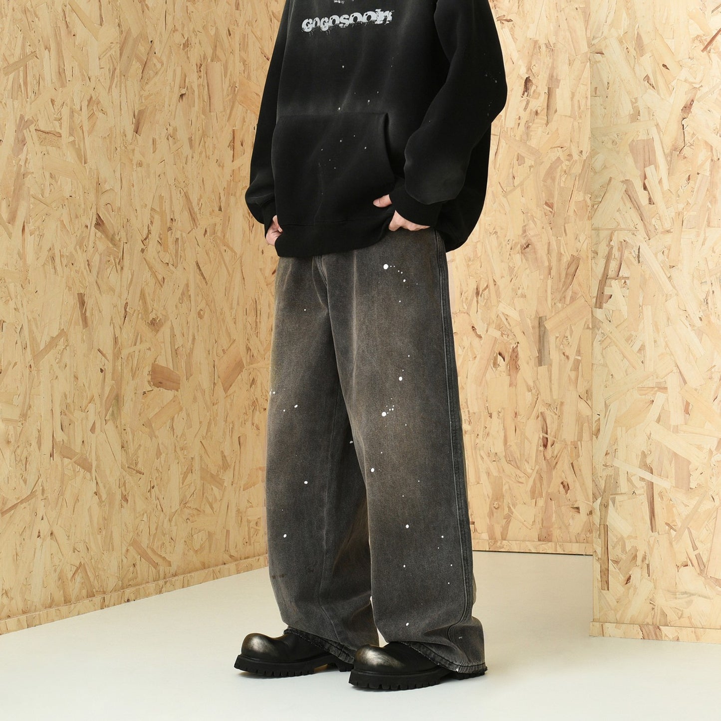 Splatter Distressed Denim Pants