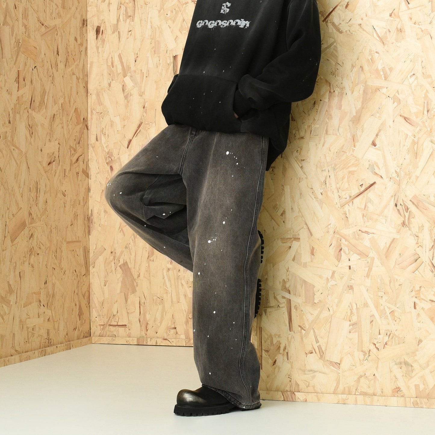 Splatter Distressed Denim Pants