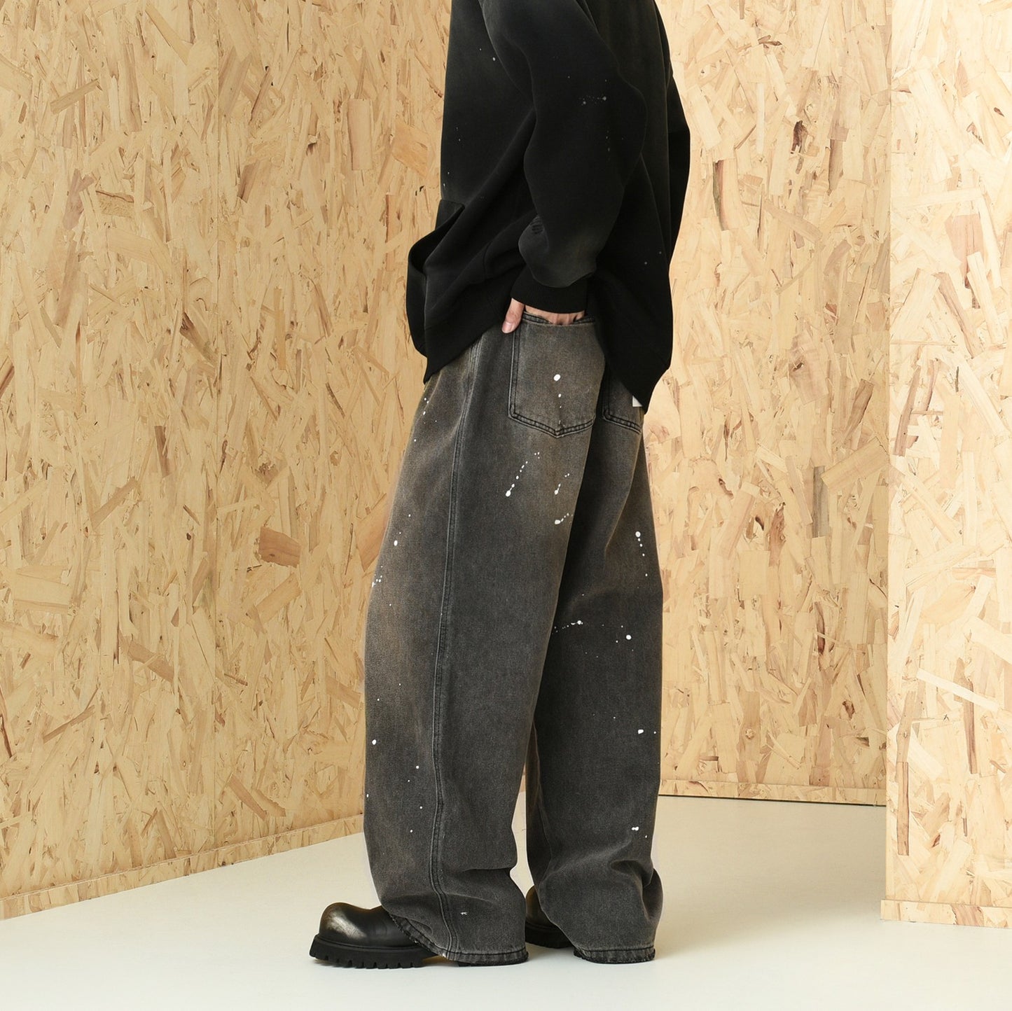 Splatter Distressed Denim Pants