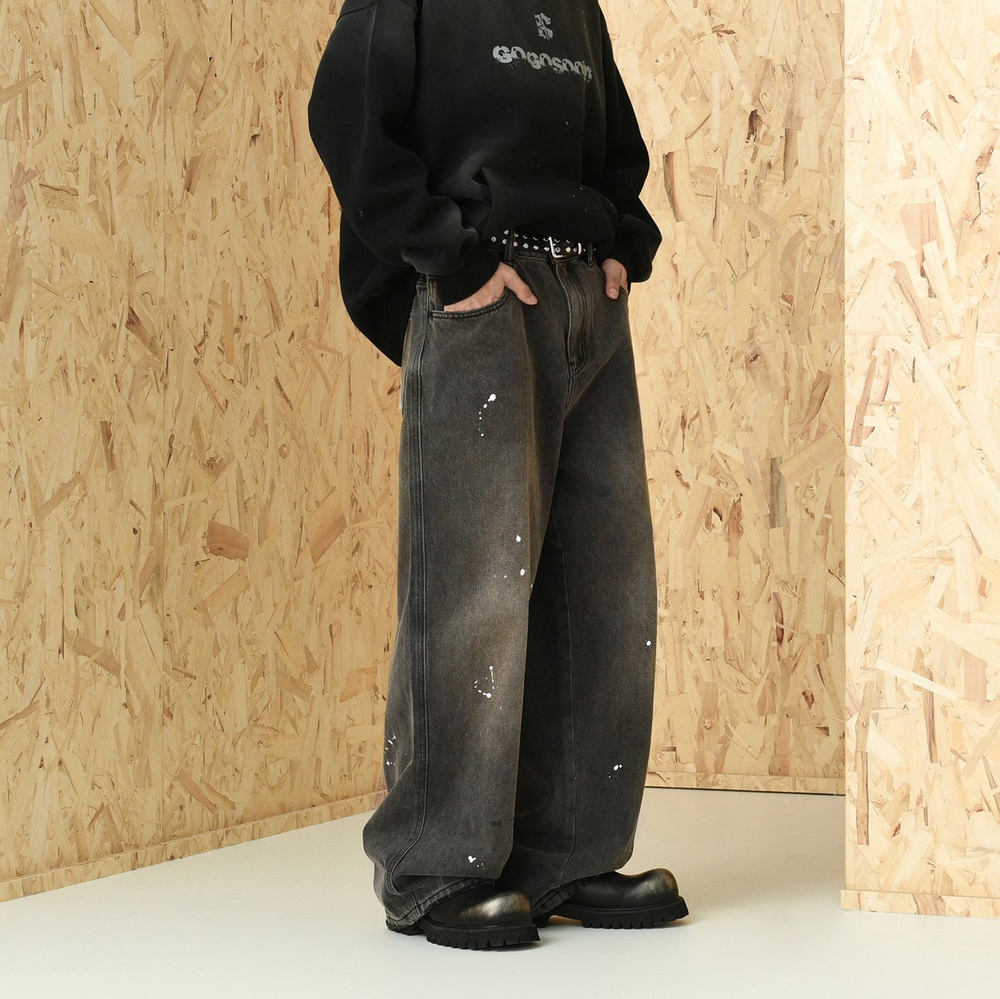 Splatter Distressed Denim Pants