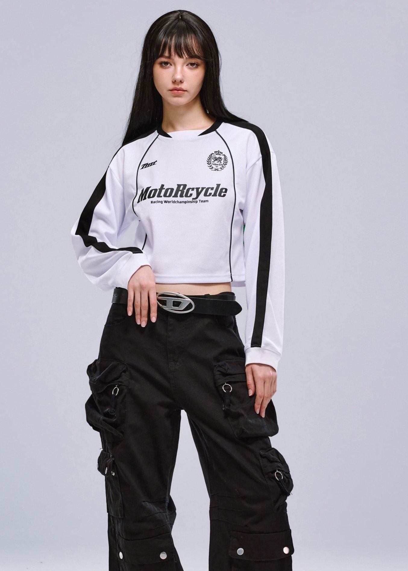 MotoRcycle Racing Long Sleeve Crop Top
