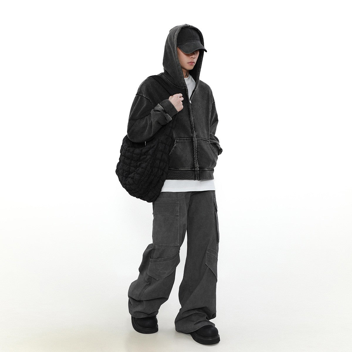 Distressed Zip Hoodie