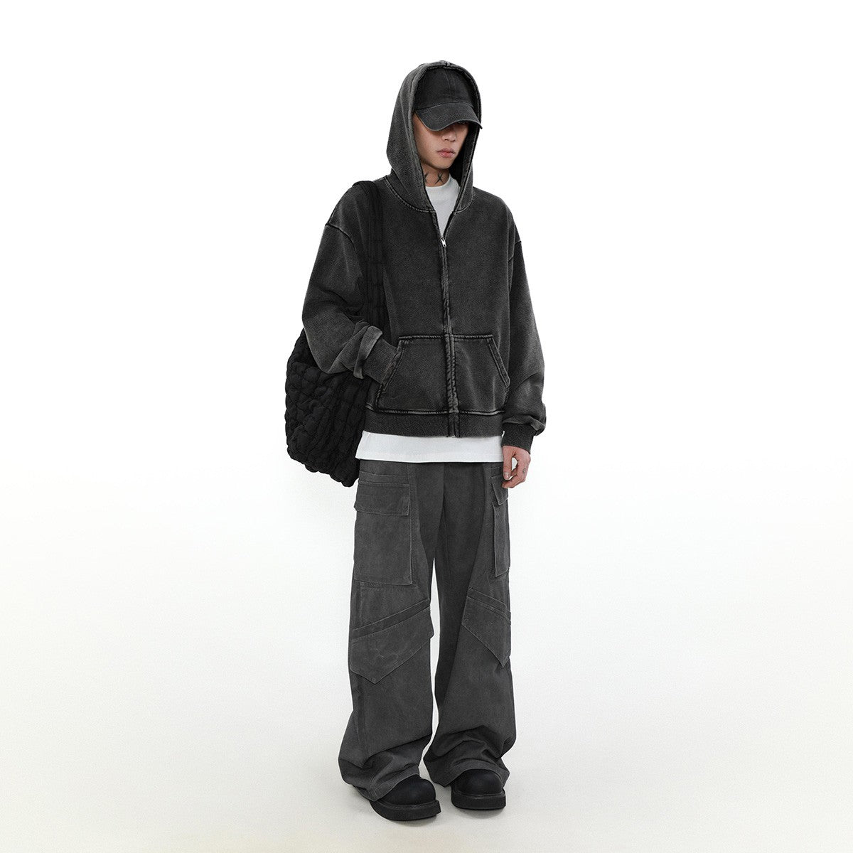 Distressed Zip Hoodie