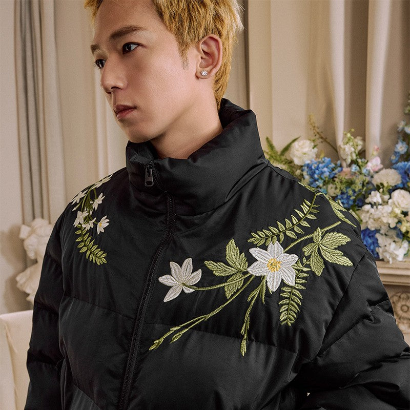 Floral Embroidered Puffer Jacket