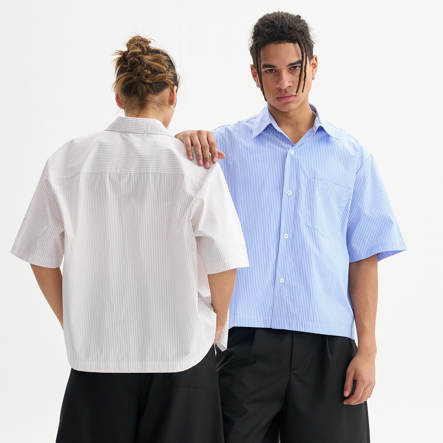 Cropped Plaid Short Sleeve Shirts