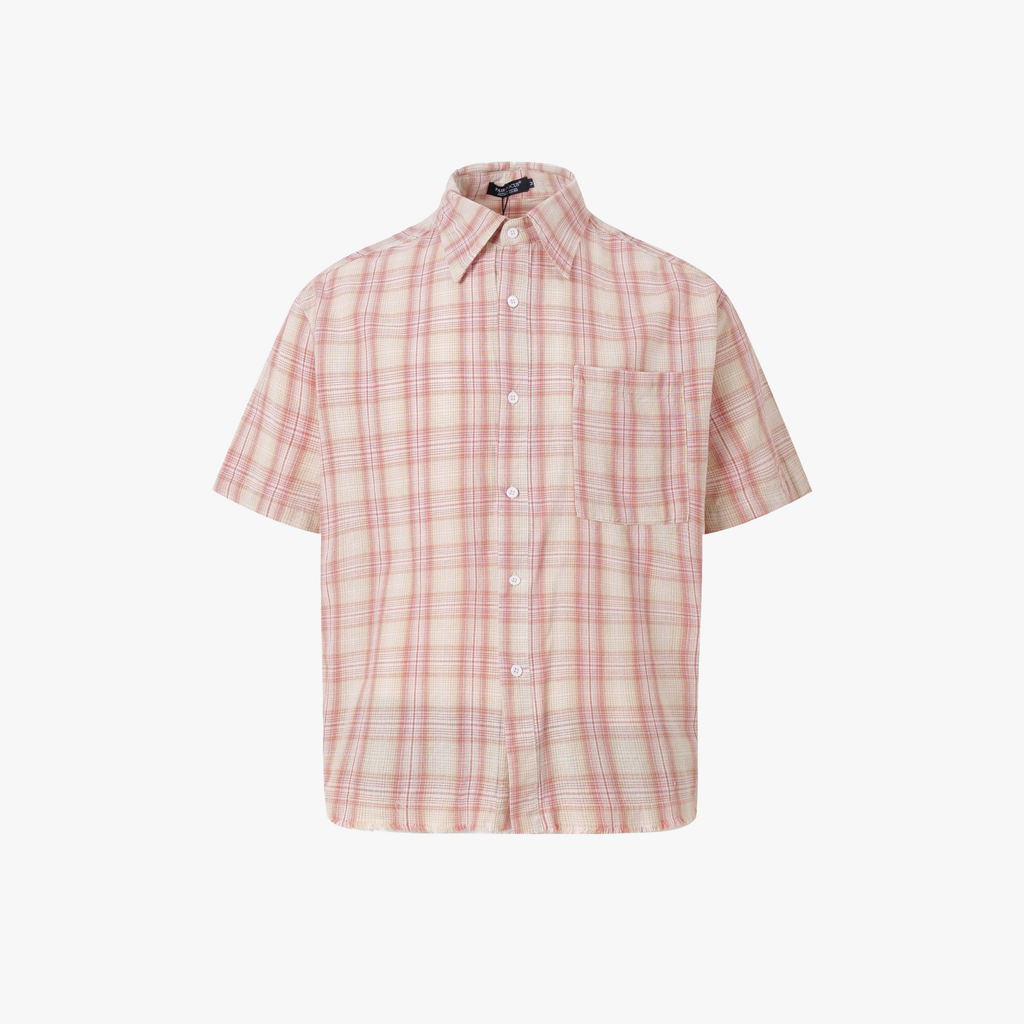 Textured Plaid Short Sleeved Shirt