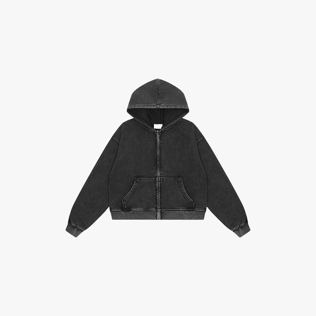 Distressed Zip Hoodie