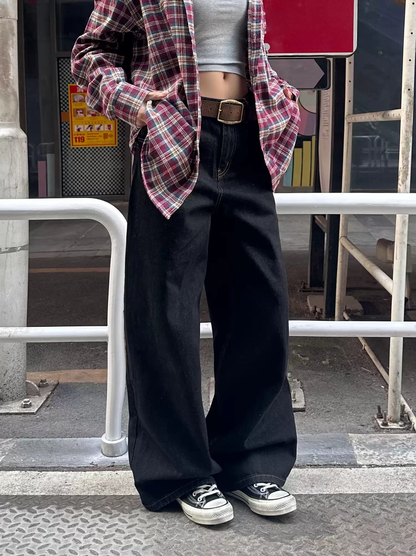 Straight Cut Denim Pants