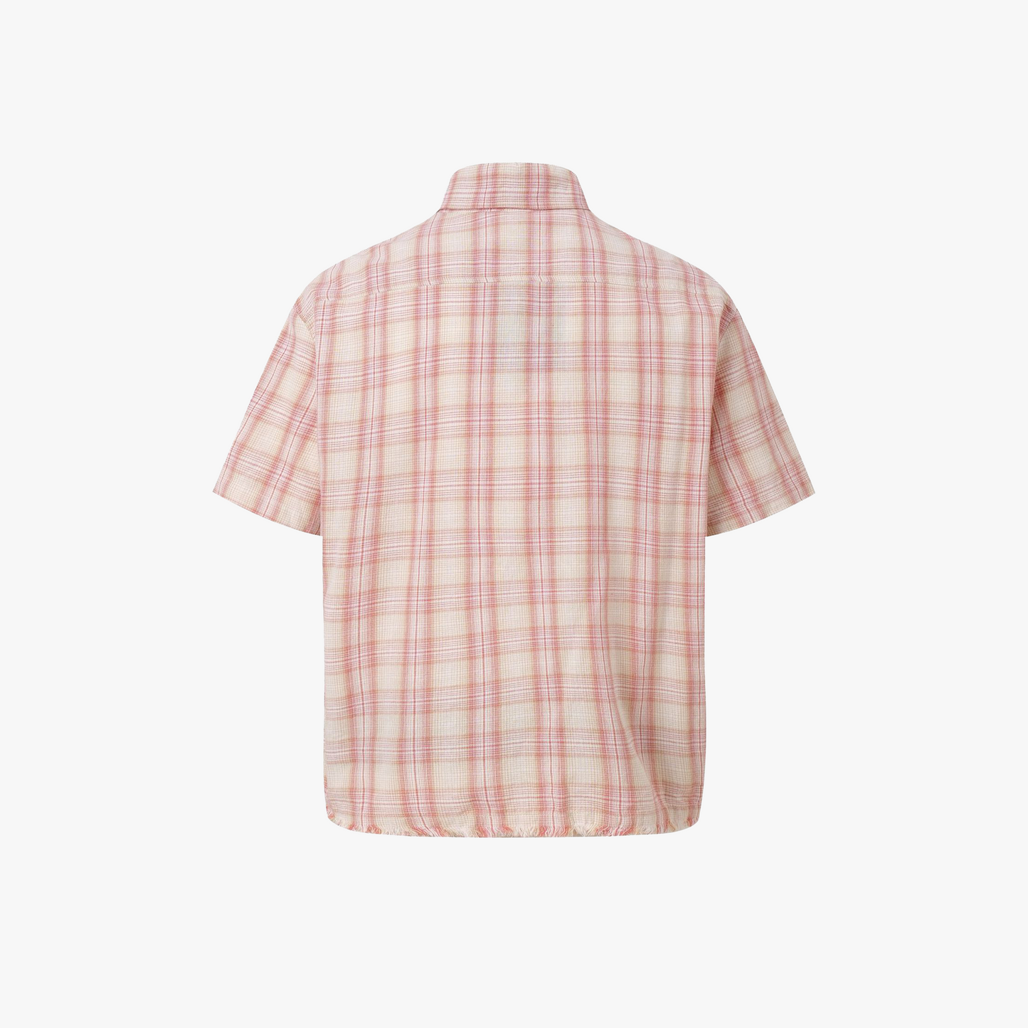 Textured Plaid Short Sleeved Shirt