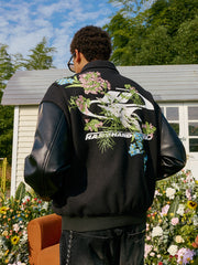 Floral Embroidery Baseball Jacket