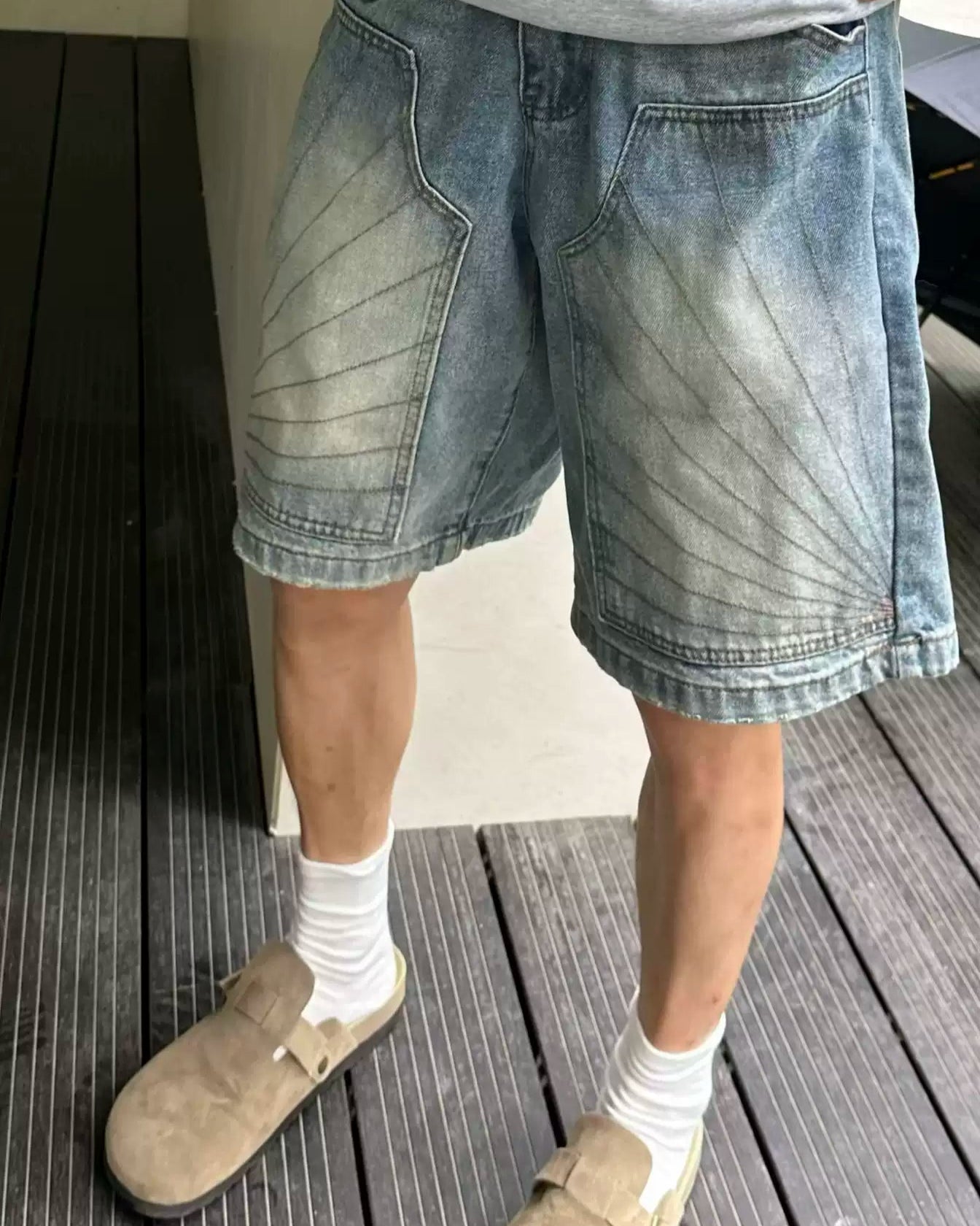 Sunburst Denim Shorts