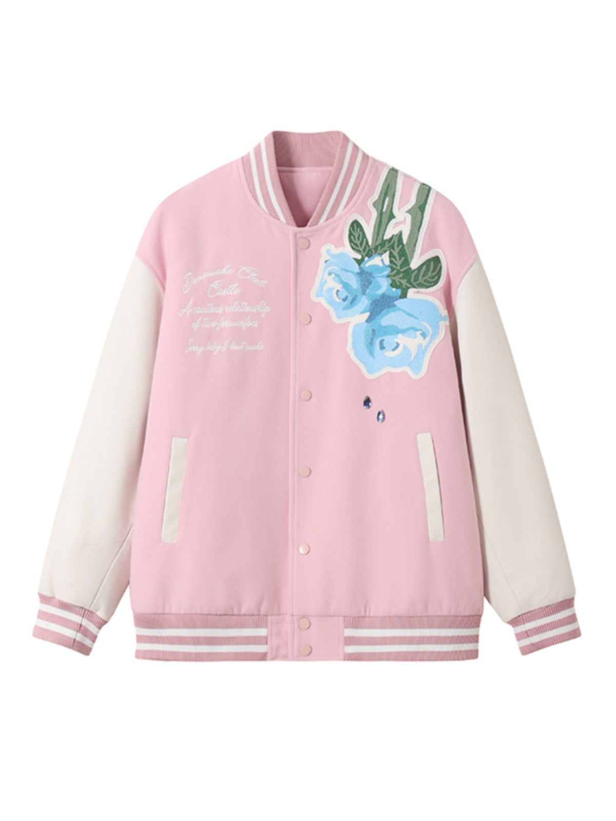 Floral Embroidery Varsity Jacket