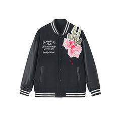 Floral Embroidery Varsity Jacket