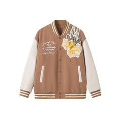 Floral Embroidery Varsity Jacket