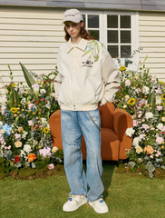 Floral Embroidery Baseball Jacket