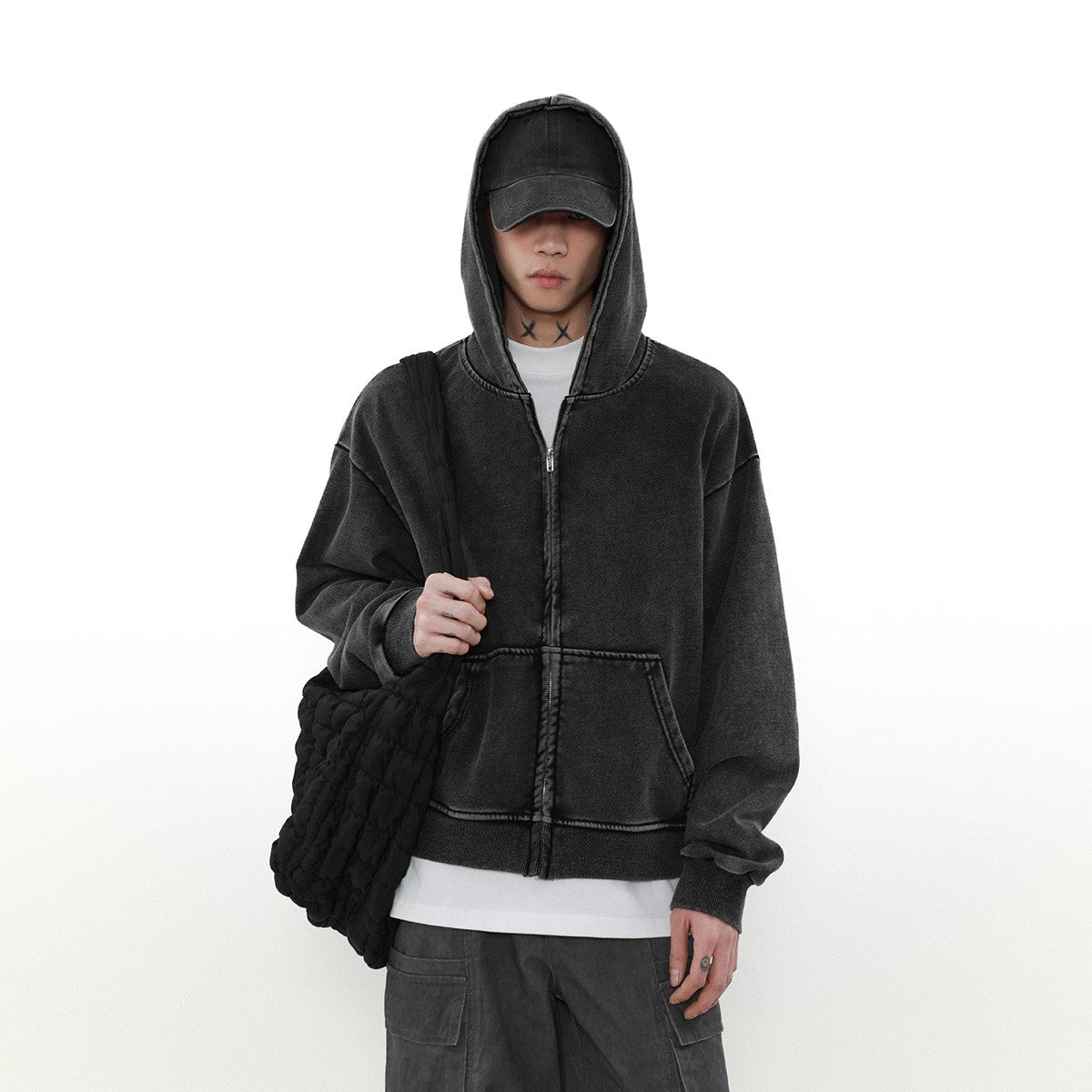 Distressed Zip Hoodie
