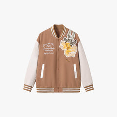 Floral Embroidery Varsity Jacket