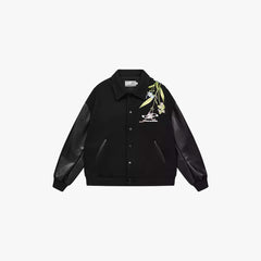 Floral Embroidery Baseball Jacket