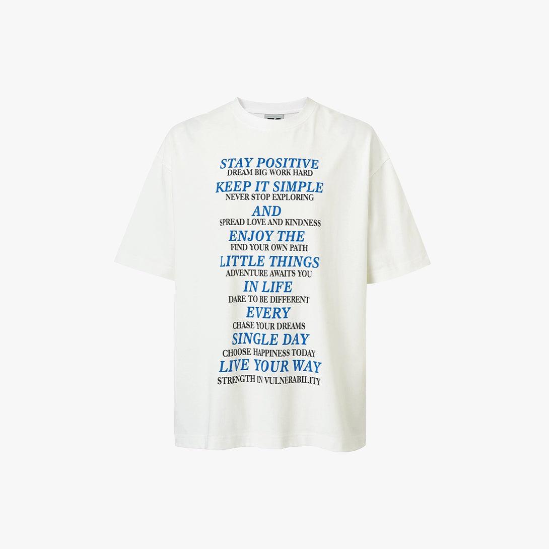 Blue Slogan Cotton Tee - VONVATCH