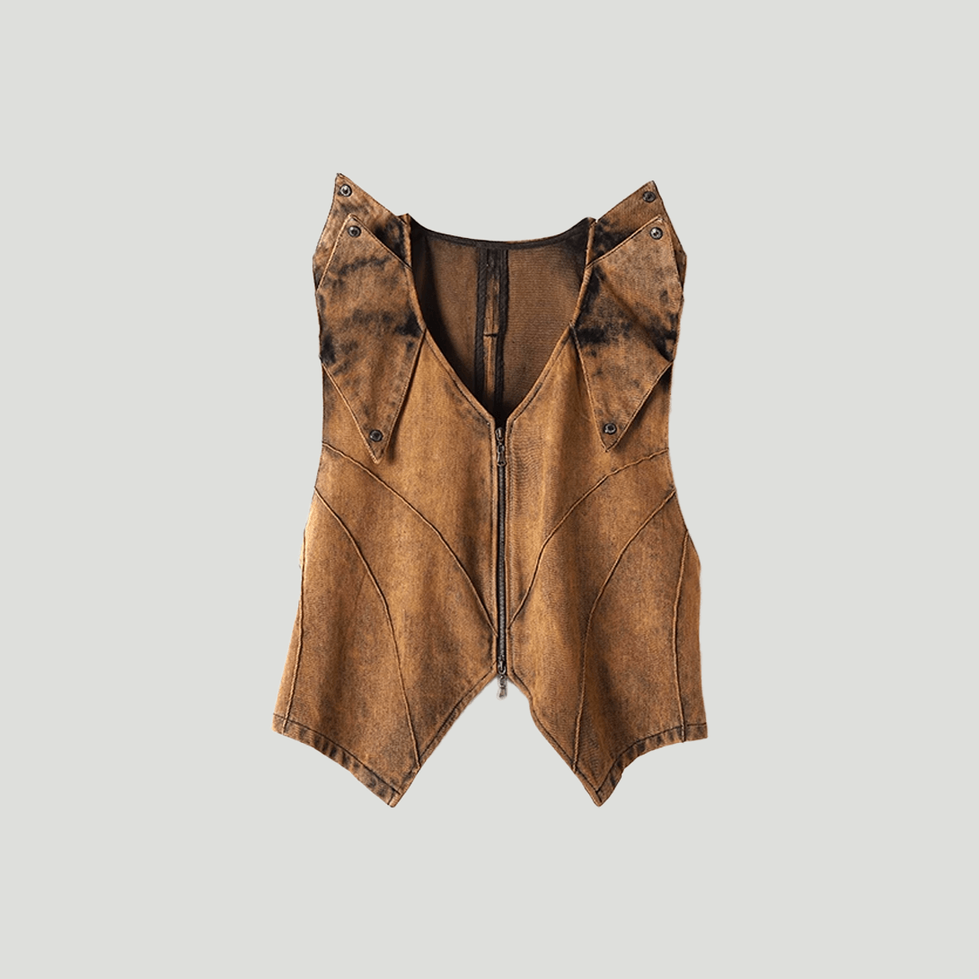 Distressed Brown Vest - VONVATCH