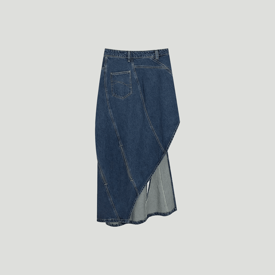 Distressed Denim Long Skirt - VONVATCH