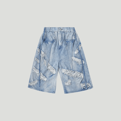 Loose Straight Leg Jeans Shorts - VONVATCH