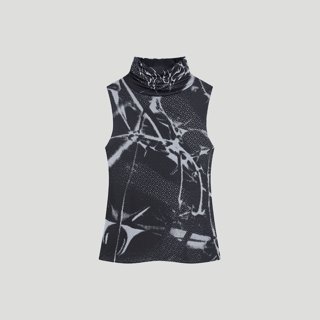 Mesh High Neck Sleeveless Vest - VONVATCH