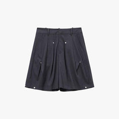 Metal Stud Pleated Loose Shorts - VONVATCH