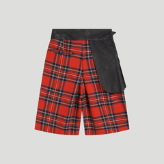 Red Plaid Pleated Shorts - VONVATCH