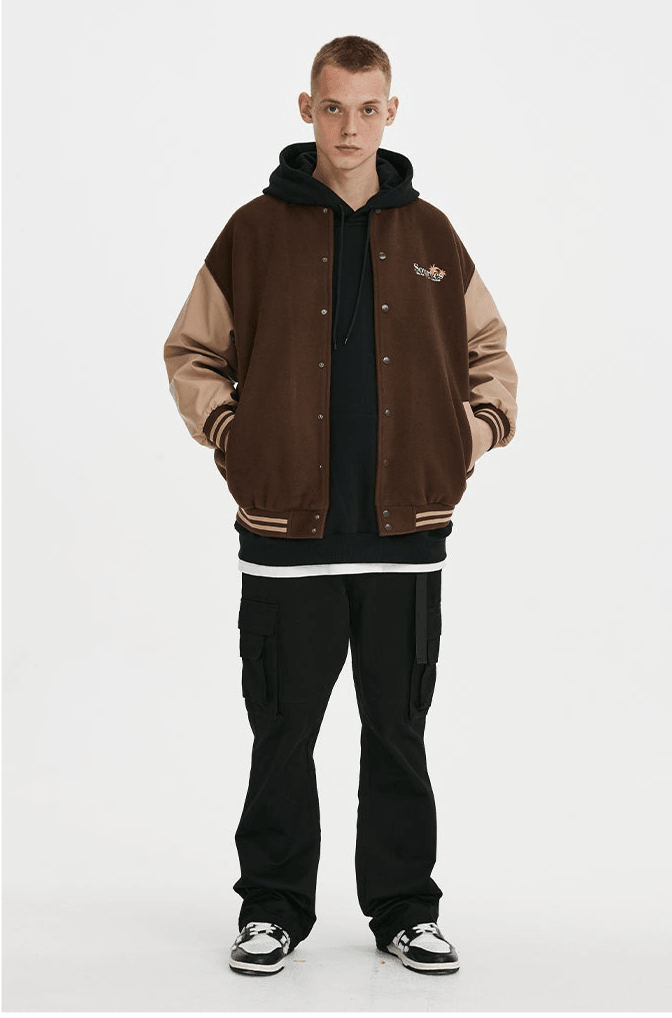 Towel Embroidered Baseball Varsity Jacket - VONVATCH